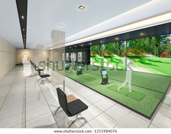 3d rendering of\
Indoor golf driving\
range