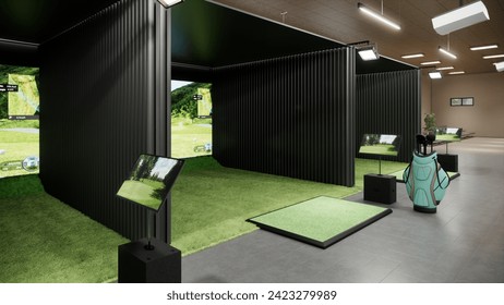 3d rendering Indoor golf simulator - Powered by Shutterstock