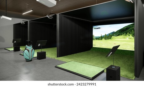 3d rendering Indoor golf simulator - Powered by Shutterstock