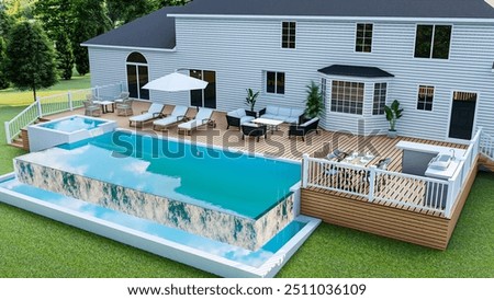 3d rendering of infinity edge pool, luxury pool, zero edge pool
