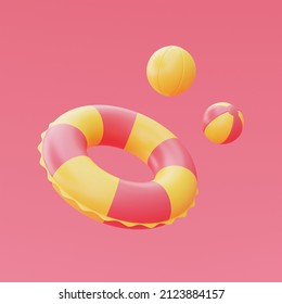 3d rendering of Inflatable swimming ring isolated on pink background,summer vacation concept,summer elements,minimal style.3d render. - Powered by Shutterstock