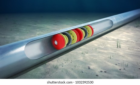 3d Rendering Of The Inline Inspection Of A Subsea Pipeline