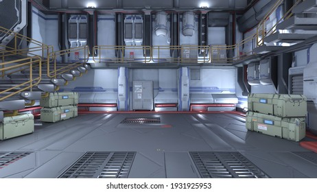 3D Rendering Of Inside The Spaceship