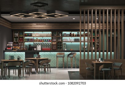 3d Rendering Of A Interior Coffee Shop