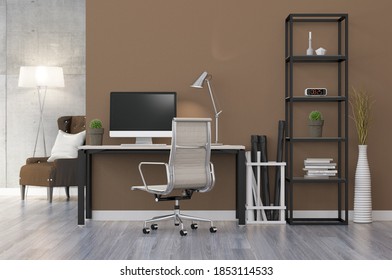 3d rendering interior design for working area