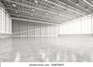 3d rendering interior empty factory