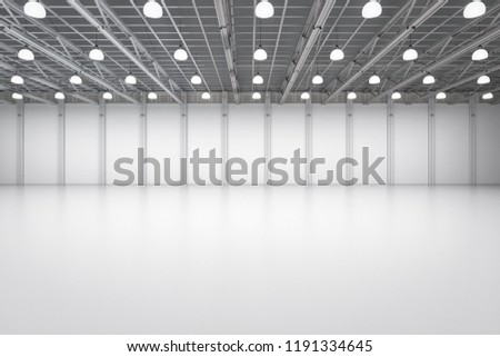 3d rendering interior empty factory with pendant lamps