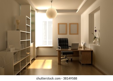 3d Rendering Interior Of A Study Room