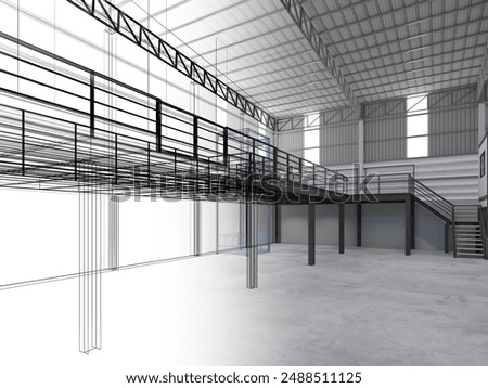 3d rendering of interior warehouse