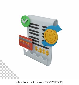3d rendering invoice isolated useful for business, company, economy, corporate and finance design
