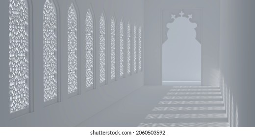 3d Rendering Islamic Background Ornament Window Light Shadow