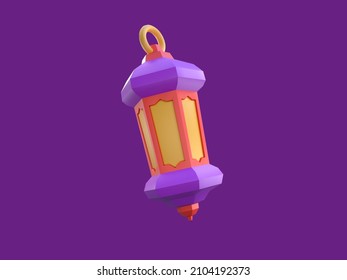 3D Rendering Islamic Ramadan Icon Traditional Lantern 