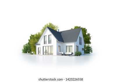 3D Rendering Of A Isolated House