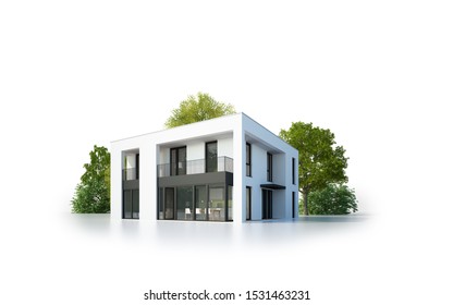 3d Rendering Of A Isolated Modern House