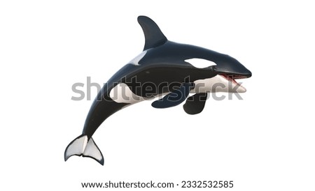 3d rendering of isolated orcas whale jumps on a white background.
illustration of killer whale in 8k