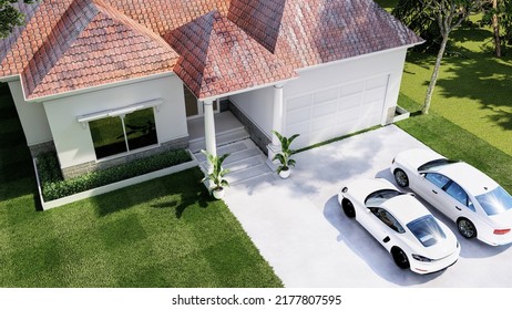 3d Rendering Of Isometric View Of Traditional House, Landmark, 2001