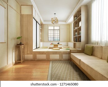 3d Rendering Japanese Style Living Room 