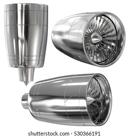 3d Rendering Jet Engine On White Background