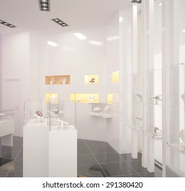 3d Rendering Of A Jewelry Store Interior Design