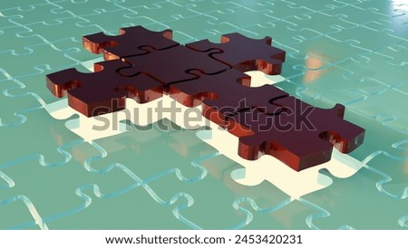 3d rendering of jigsaw pieces assembly Christianity cross 