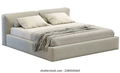 3d Rendering King Queen Size Bed Isolated On White Background