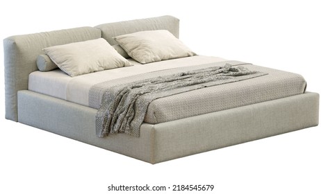 3d Rendering King Queen Size Bed Isolated On White Background