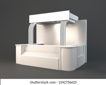 3d Rendering Kiosk. Empty Mockup Design