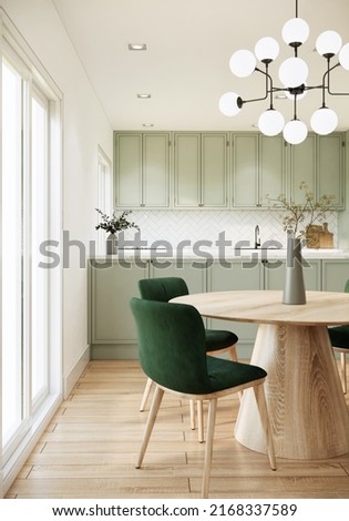 Similar – Image, Stock Photo Pastel green kitchen cabinets in minimalist interior
