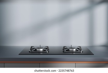 3D rendering kitchen gas stove creative background