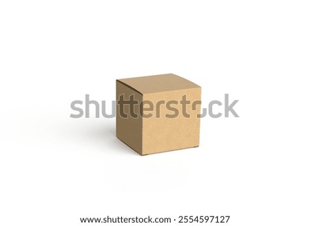 3D rendering of kraft paper cube box isolated on white background.