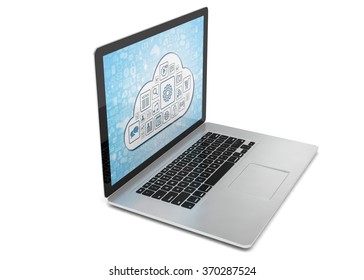 3d rendering of a laptop with cloud concept