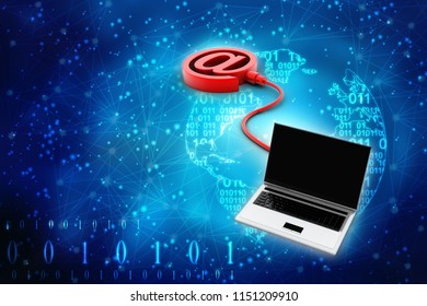 3d rendering Laptop with e mail