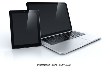 3d Rendering Of A Laptop And A Tablet