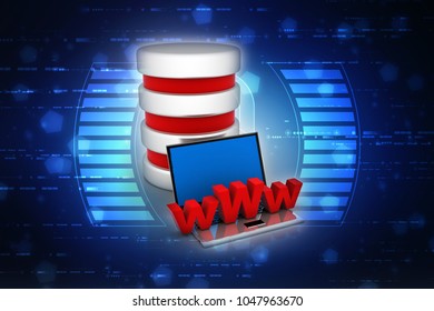 3d rendering laptop with www