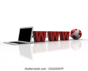3d rendering laptop with www