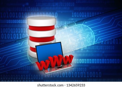 3d rendering laptop with www