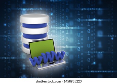 3d rendering laptop with www