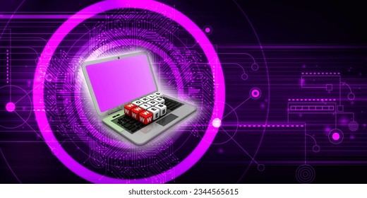 3d rendering laptop with www