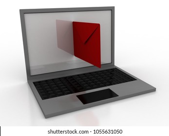 3d rendering laptops with mail envelops