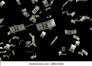 3D Rendering Large Amount Of Money 100 USD Bank Note Flying Float In The Air