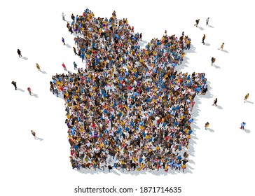 3d Rendering Large Crowd People Gathered Stock Illustration 1871714635 ...