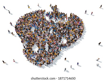 3d Rendering Large Crowd People Gathered Stock Illustration 1871714650 ...