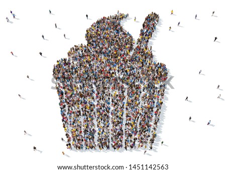 3D rendering: a large crowd of people gathered together in the form of love symbols