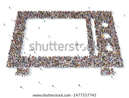 3D rendering: a large crowd of people gathered together in the form of business and finance symbols