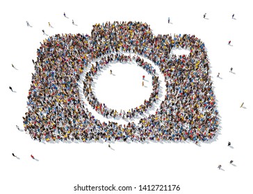 3d rendering: a large group of people gathered together as a popular icon symbol