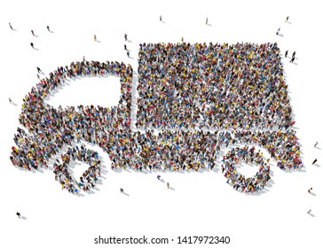 3d rendering: a large group of people gathered together as a popular icon symbol