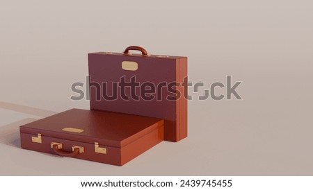 3d rendering of leather suitcase on the white background
