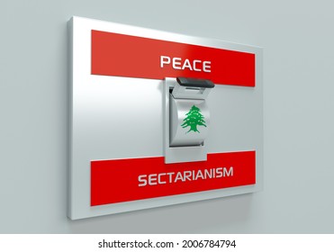 3d Rendering Of Lebanese Flag With Switch In The Middle Between Peace And Sectarianism