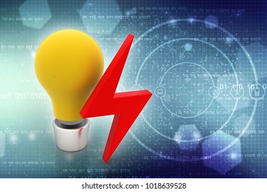 3d rendering led light bulb with power sign