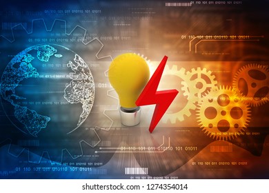 3d rendering led light bulb with power sign
